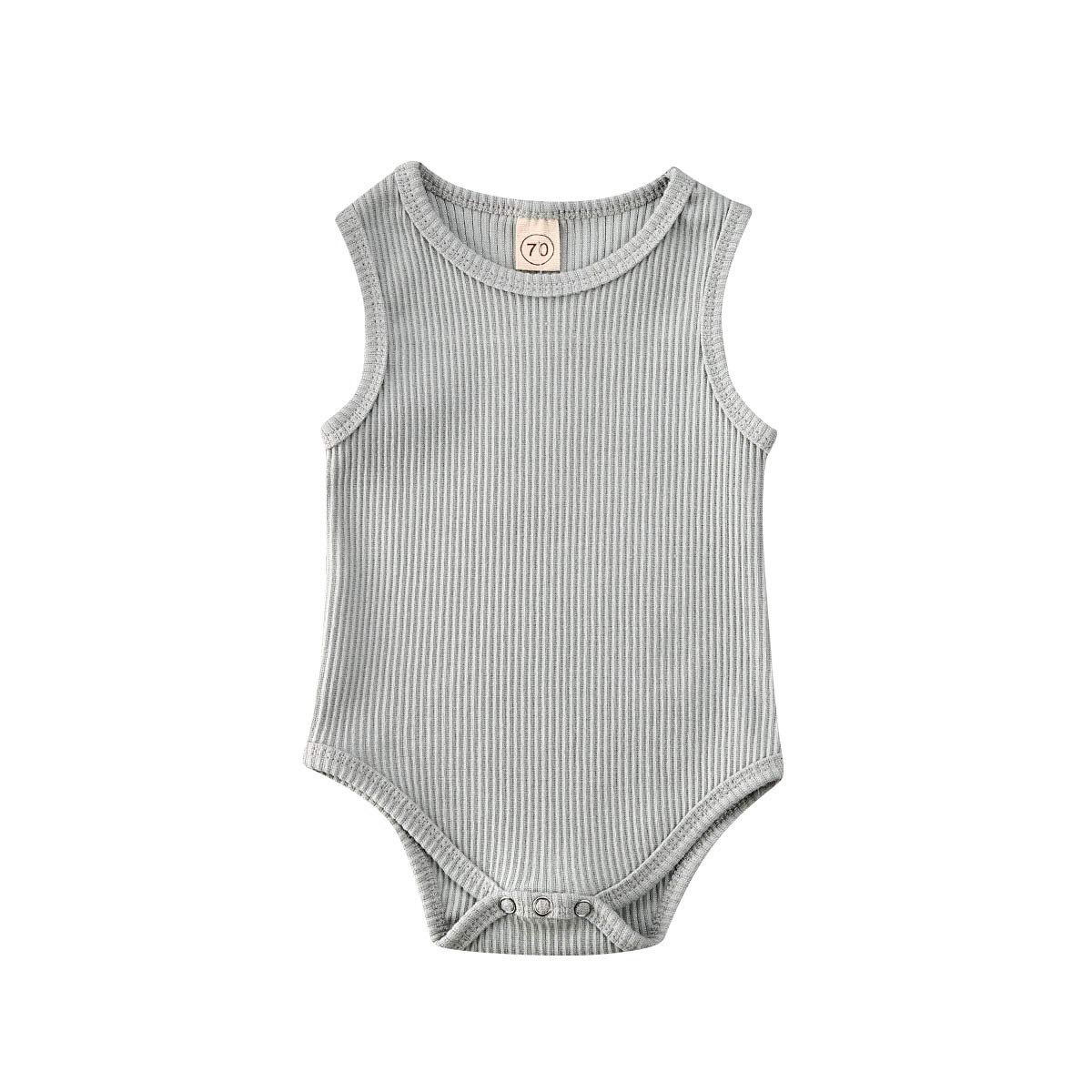 Newborn Baby Romper - Sleeveless Cotton Bodysuit for Boys & Girls | Striped & Plain Styles | Perfect for Playtime, Outings & Photo Shoots