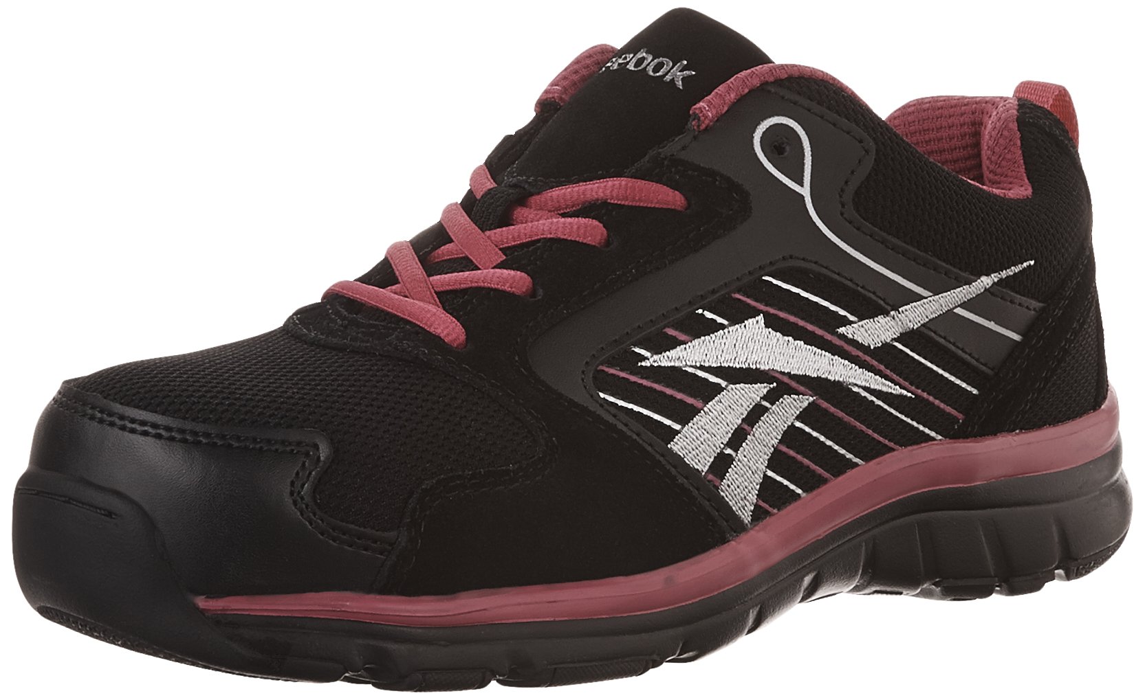 Reebok Women's Anomar RB454 Work Shoes - Black & Pink | Slip-Resistant, Comfortable & Durable for Nurses, Waitresses & Healthcare Professionals