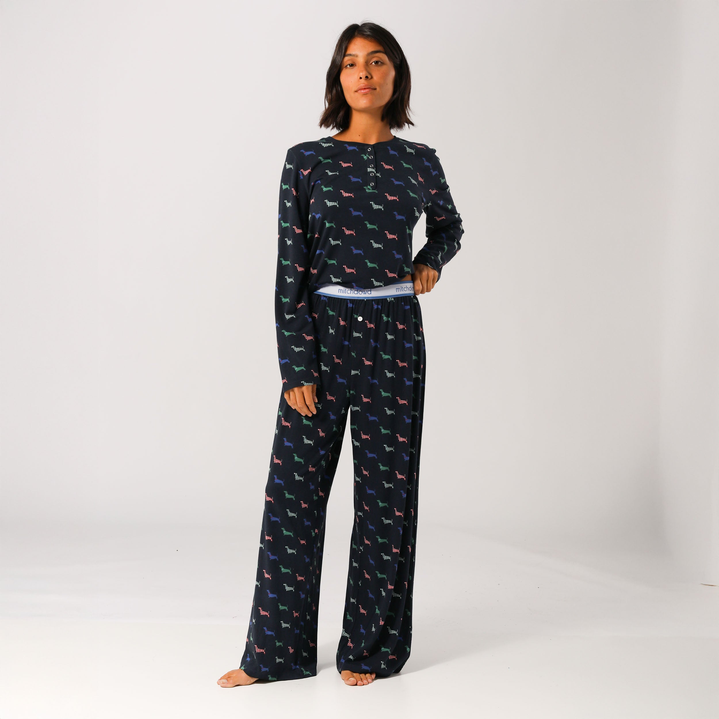 Women's Soft Bamboo Sleep Pants - Navy Blue Comfy Lounge Pajama Bottoms for Relaxing at Home & Sleeping