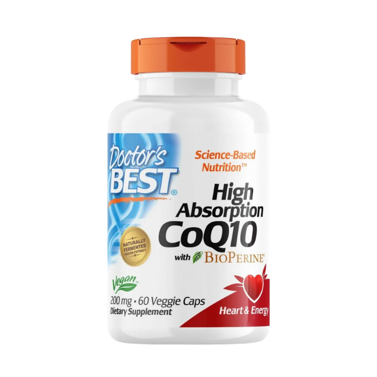 Doctor's Best High Absorption CoQ10 200mg with BioPerine | 60 Vegetarian Capsules | Supports Heart Health & Energy Production | Perfect for Adults Seeking Antioxidant Benefits
