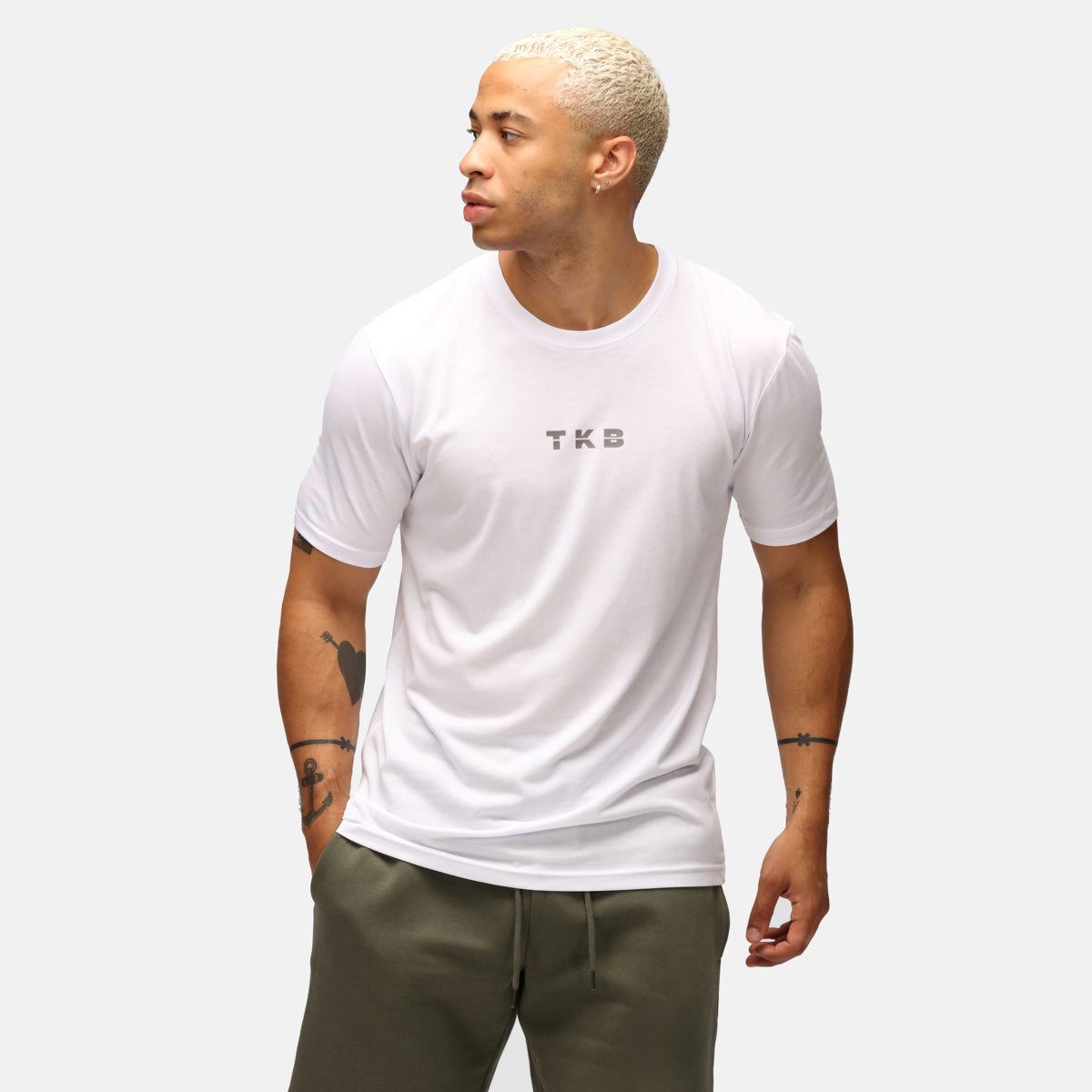 Premium TKB Men's White Tri-Blend T-Shirt - Soft & Comfortable Cotton Blend Tee for Casual Wear, Gym, and Everyday Outfits