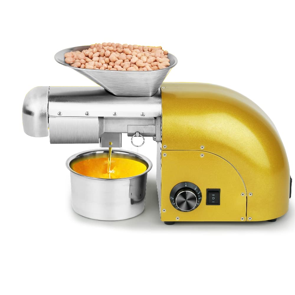Fully Automatic Household Oil Press Machine - 304 Stainless Steel Peanut Oil Extractor with 0-300°C Temperature Control & Quiet Operation for Cold/Hot Pressing | Perfect for Home Kitchen, Organic Oil Making, and Healthy Cooking
