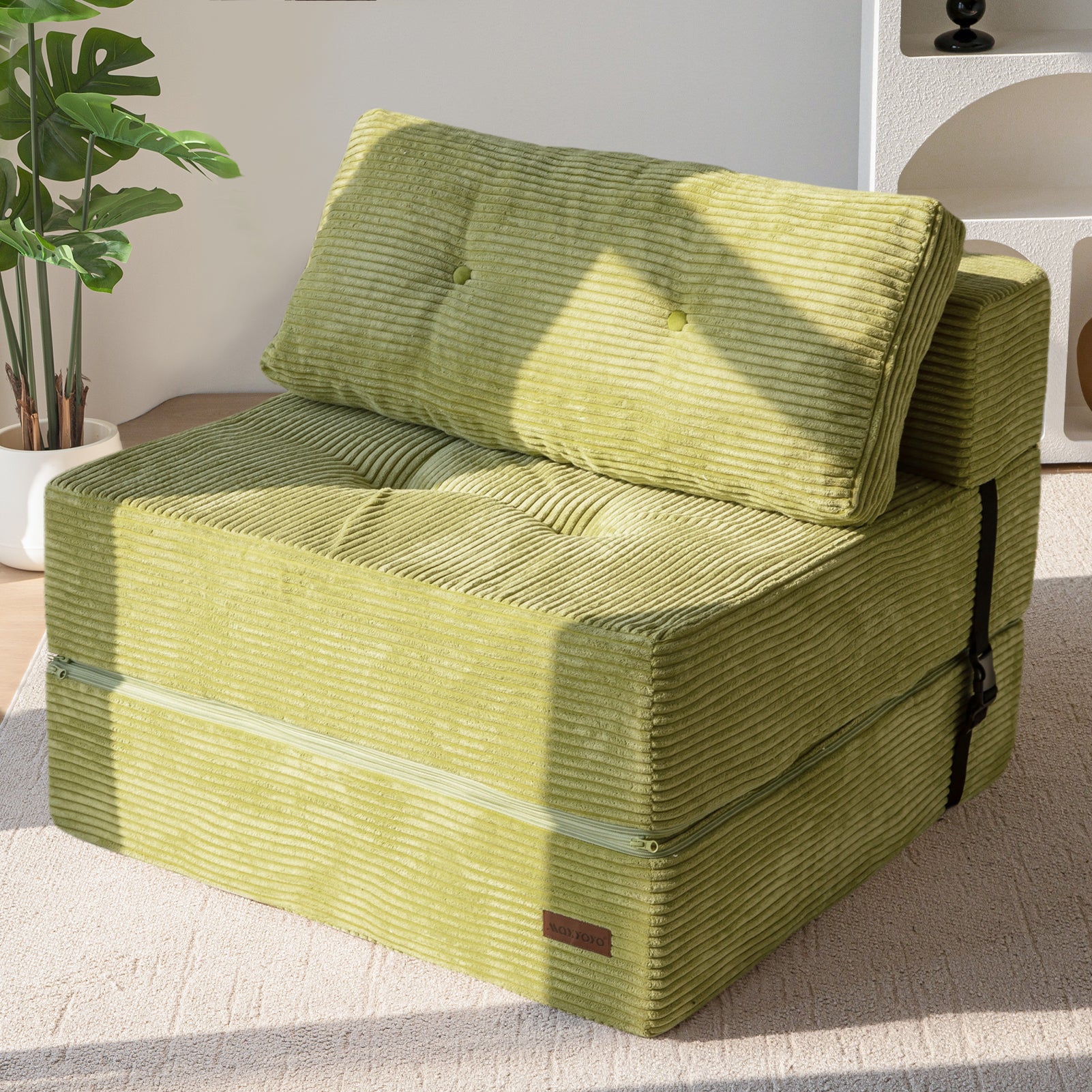 MAXYOYO Folding Sofa Bed - Convertible Sleeper Sofa with High Density Support Foam for Living Room, Bedroom & Small Spaces | Comfortable Guest Bed | Green