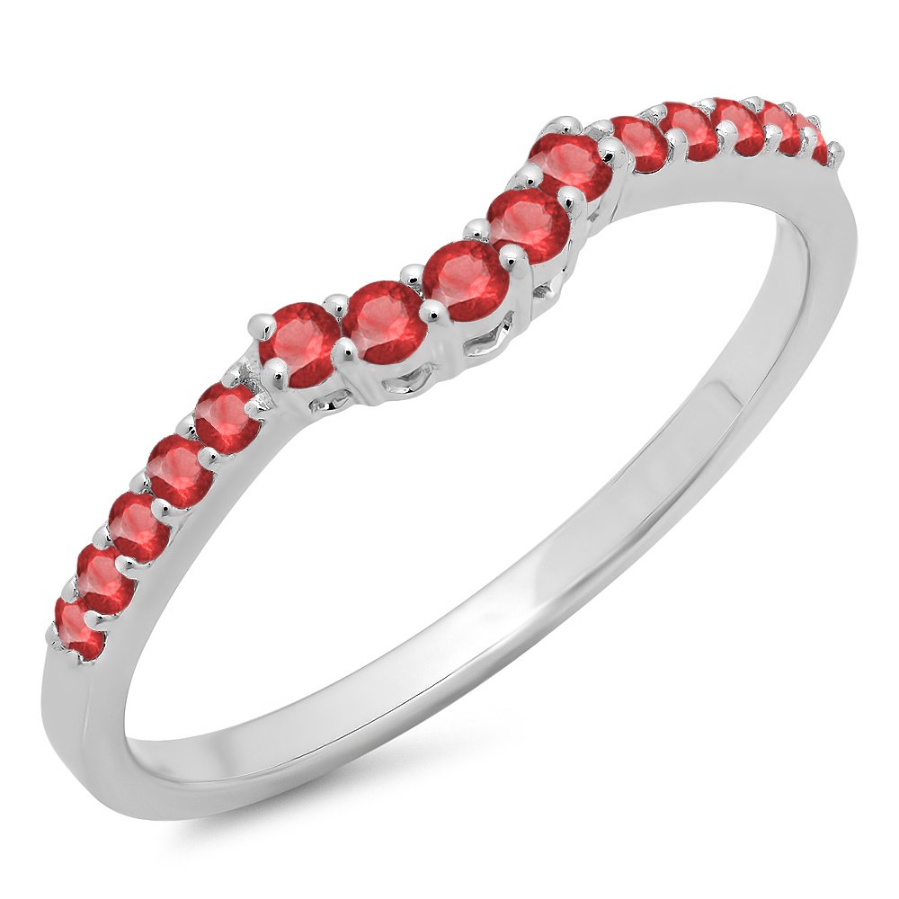 0.30 Carat 14K Solid Gold Round Ruby Women's Wedding Stackable Band Ring - Perfect for Bridal Sets, Anniversary Gifts & Everyday Elegance