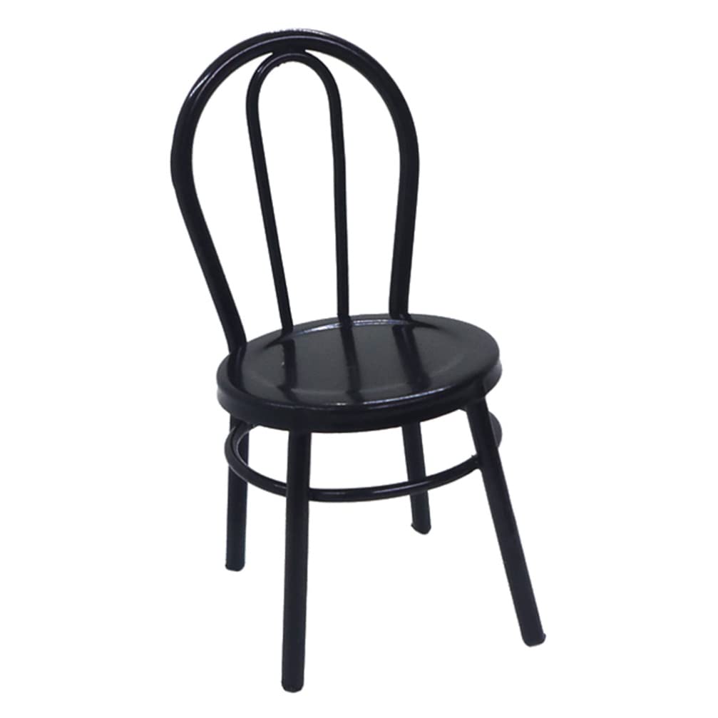 Miniature Wrought Iron Dollhouse Chair - Black Metal Mini Chair for Dollhouse Furniture, Doll Display, and Home Decoration | Perfect for DIY Projects, Miniature Scenes, and Collectible Displays