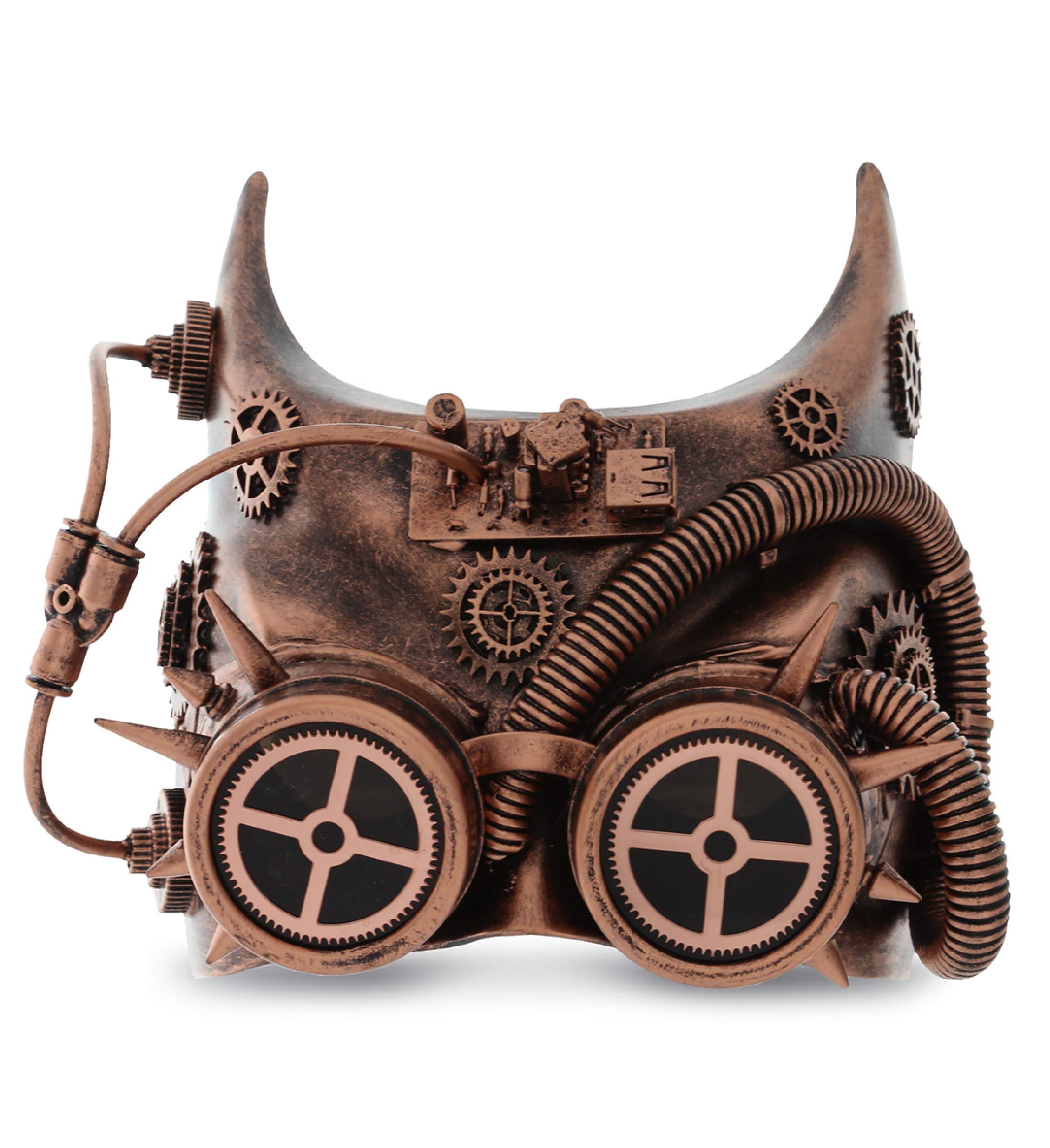 Steampunk Bat Ears Half Face Mask with Robot Goggles - Bronze Costume Accessory for Cosplay, Halloween, and LARP Events