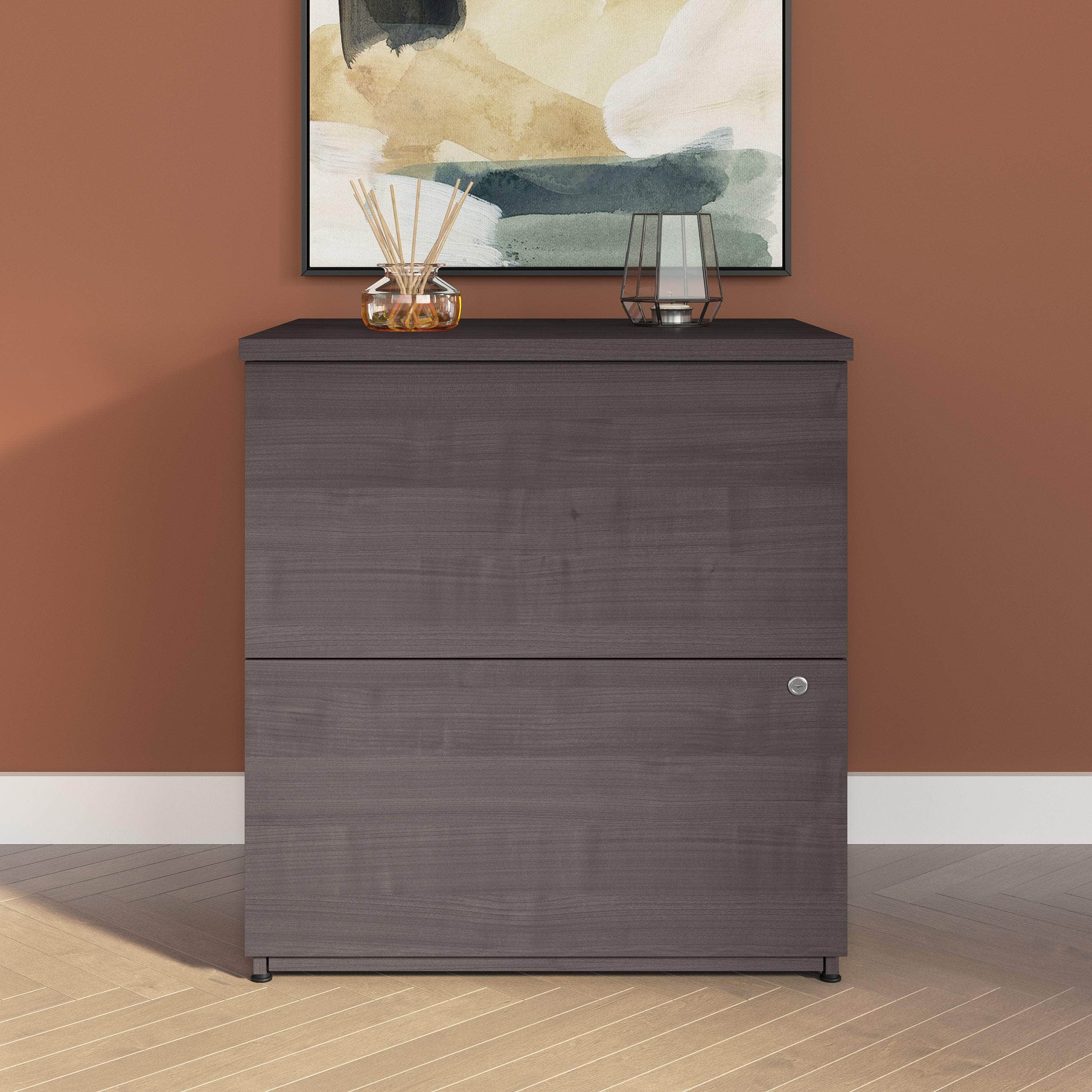 Ridgeley 28W 2-Drawer Lateral File Cabinet - 3 Colors (Black, Gray, White) - Office Storage & Document Organization Solution for Home & Business Workspaces