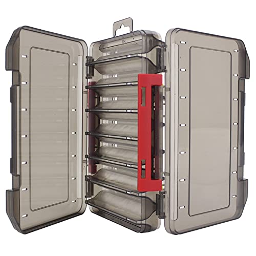 **YXXJJ Double Sided Fishing Tackle Box - 12/14 Compartments Bait & Lure Storage - Durable Plastic Case for Hooks, Weights & Fishing Accessories - Portable & Waterproof (Red) - Ideal for Freshwater, Saltwater & Boat Fishing**