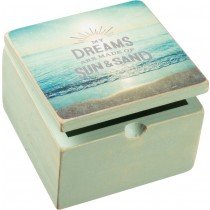 My Dreams Sun and Sand Decorative Storage Box - Perfect for Beach Themed Home Decor, Jewelry Organization & Gift Giving