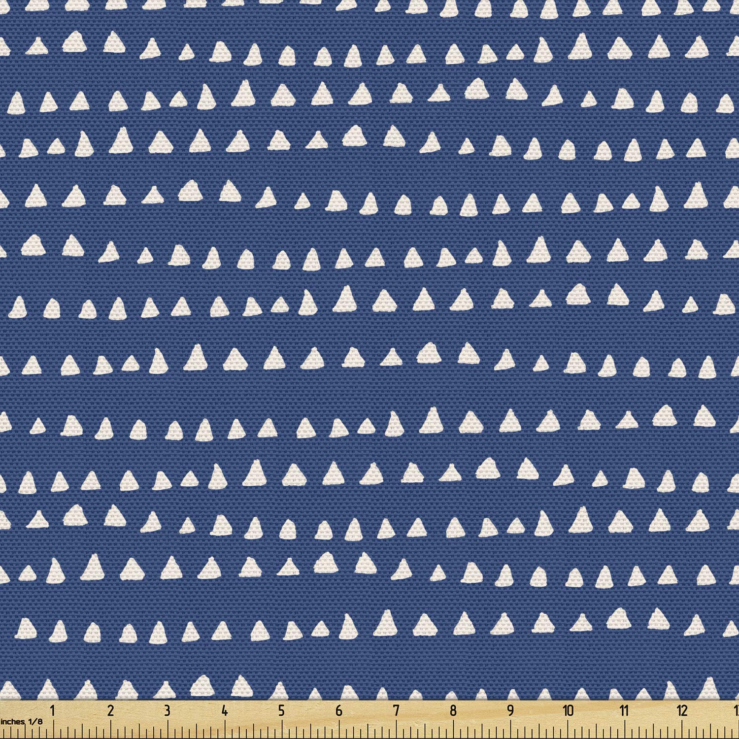 Ambesonne Blue and White Fabric by The Yard - Hand Drawn Geometric Triangle Pattern, Minimalist Upholstery & Home Decor Fabric, 10 Yards Navy & White - Perfect for Sofa Covers, Curtains, Pillows & DIY Craft Projects
