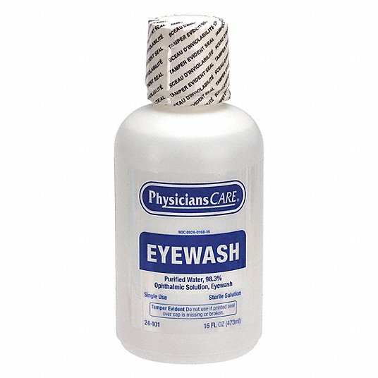 PhysiciansCare 16 oz Personal Eye Wash Bottle - First Aid for Chemical Splash & Irritation - Compatible with Models 24 000, 24 102, 24 500 - Ideal for Labs, Workshops & Emergency Kits