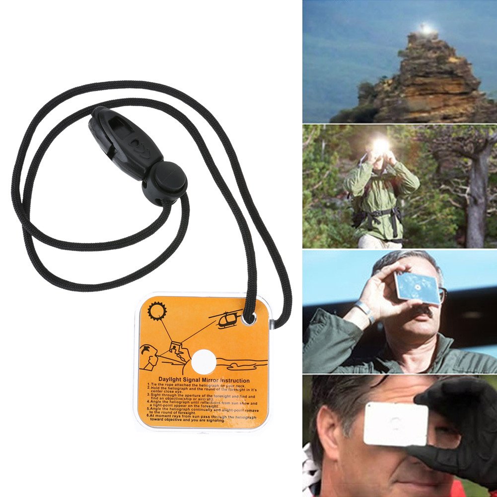 LANYUER C9L Survival Mirror - Long Distance Reflective Signal Mirror with Whistle for Outdoor Emergency, Hiking, Camping & Wilderness Survival Gear | Perfect for Search & Rescue, Hunting, and Adventure Preparedness