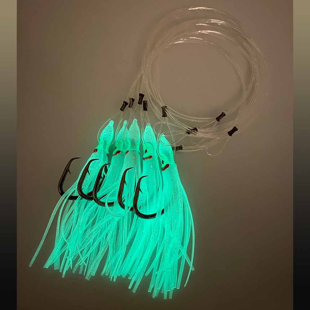 Capt. Harry's Deep Drop Tile Fish Glow Rig 5PK - Premium Saltwater Fishing Lures for Offshore Angling - Perfect for Night Fishing and Deep Sea Tilefish Catching