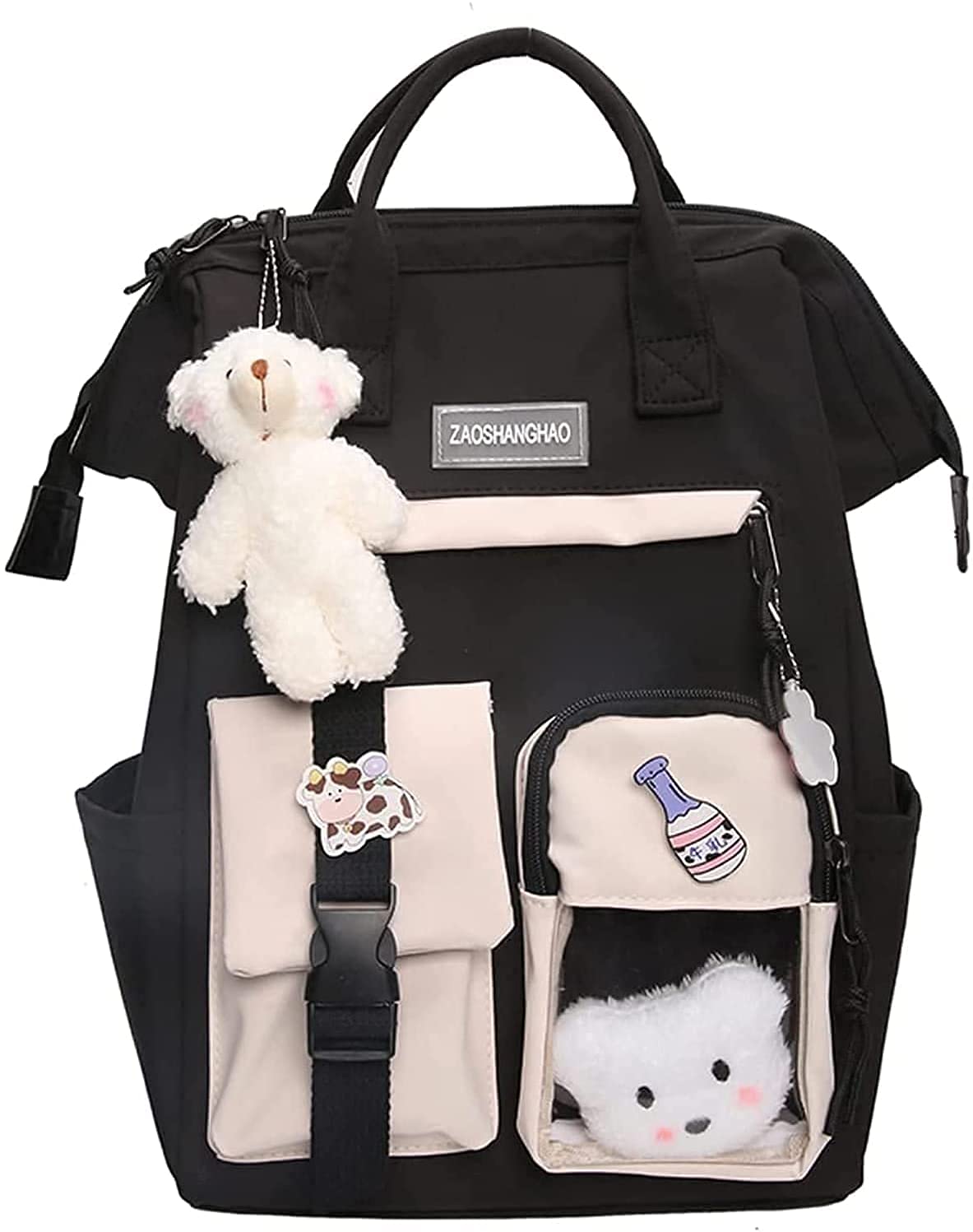 Kawaii Backpack with Pin - Cute Aesthetic School Bag for Travel & Harajuku Style