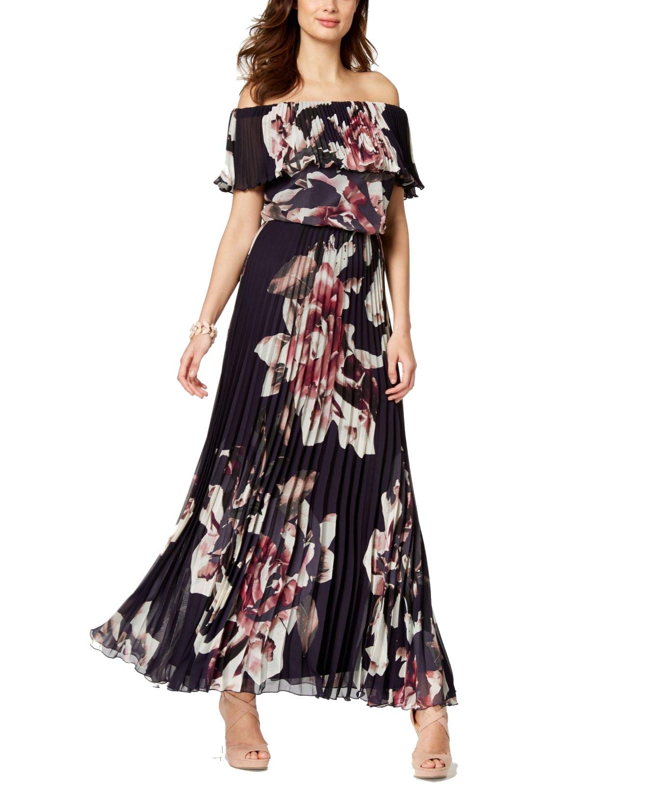 Xscape Women's Elegant Long Chiffon Dress for Evening Gowns, Formal Occasions & Special Events - Flowy Maxi Dress with V-Neck and Sleeves