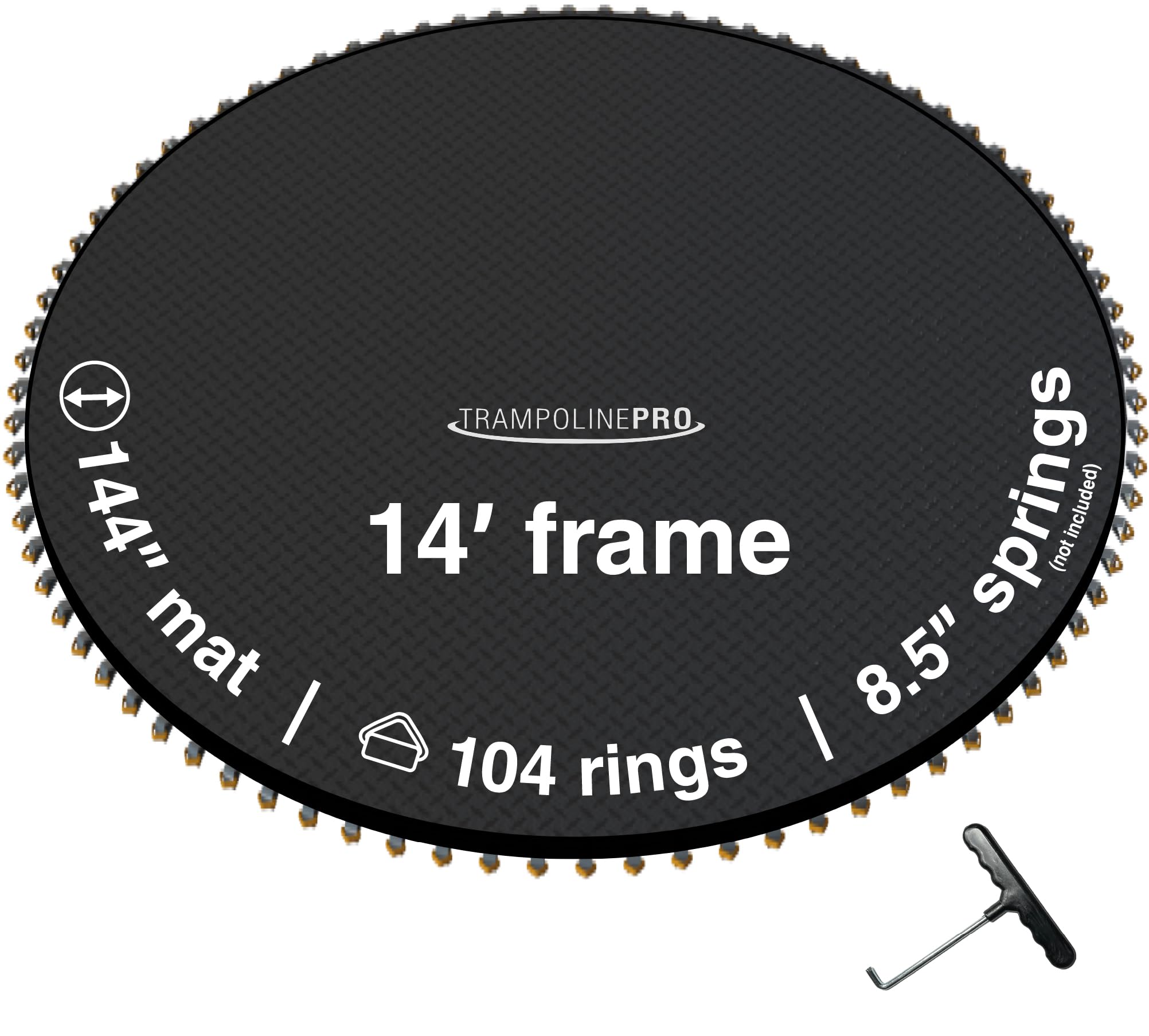 144-Inch Trampoline Pro Replacement Mat with 104 V-Rings - Fits 14ft Round Trampoline Frame & 8.5