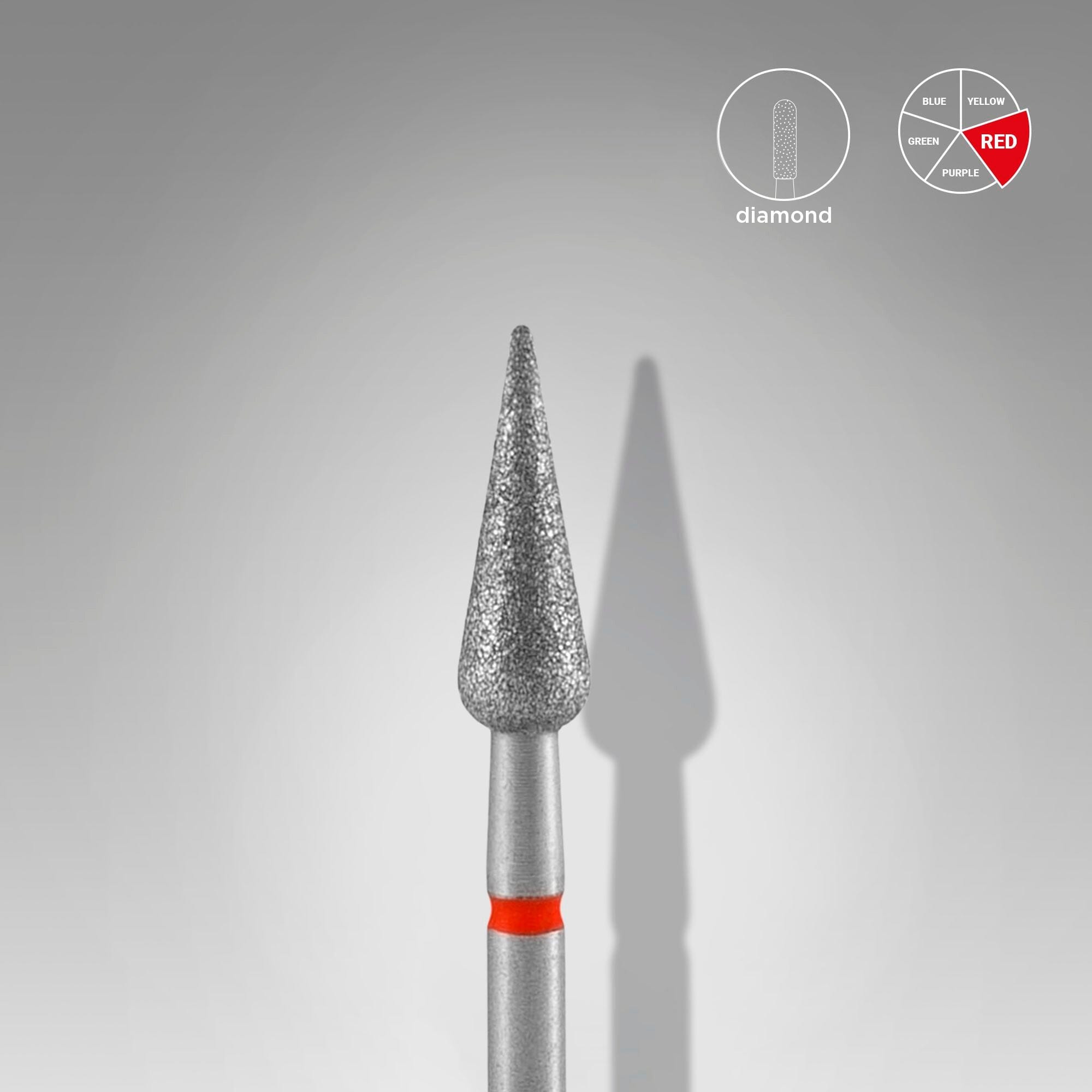 Staleks 4mm Diamond Nail Drill Bit - Pear Red for Professional Manicure & Pedicure | Perfect for Nail Salons & Home Use