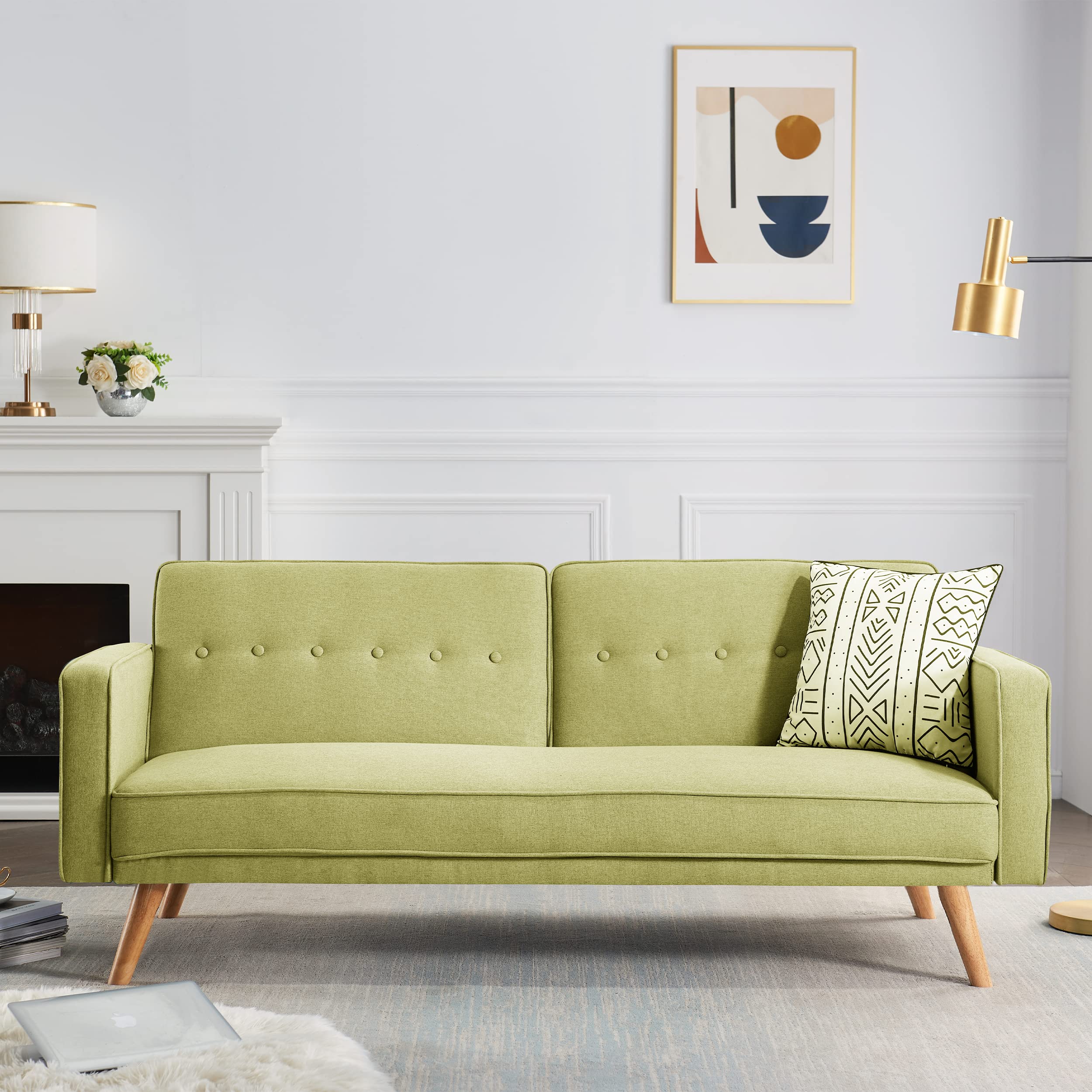 Adjustable Folding Sofa Bed for Living Room - Green | Convertible Sleeper Sofa for Small Spaces, Guest Room & Apartments