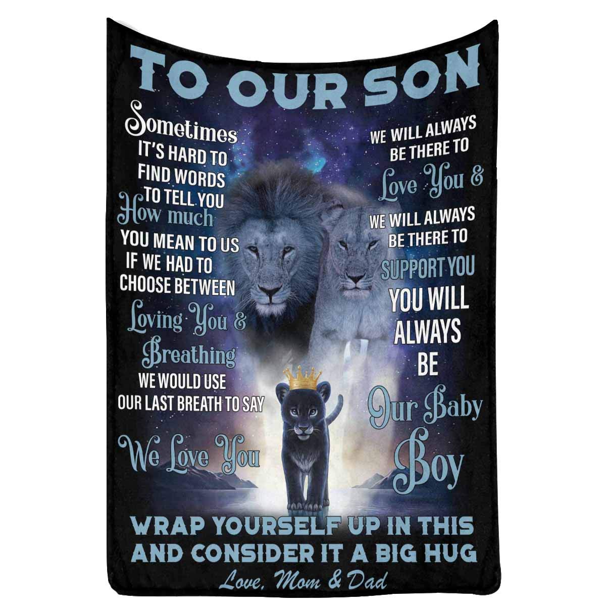 Personalized Love Letter Blanket for Son from Parents - 'We Love You & Support You Always' 40x50 Inch Fleece Hug Gift | Perfect for Birthdays, Graduation & Family Keepsakes