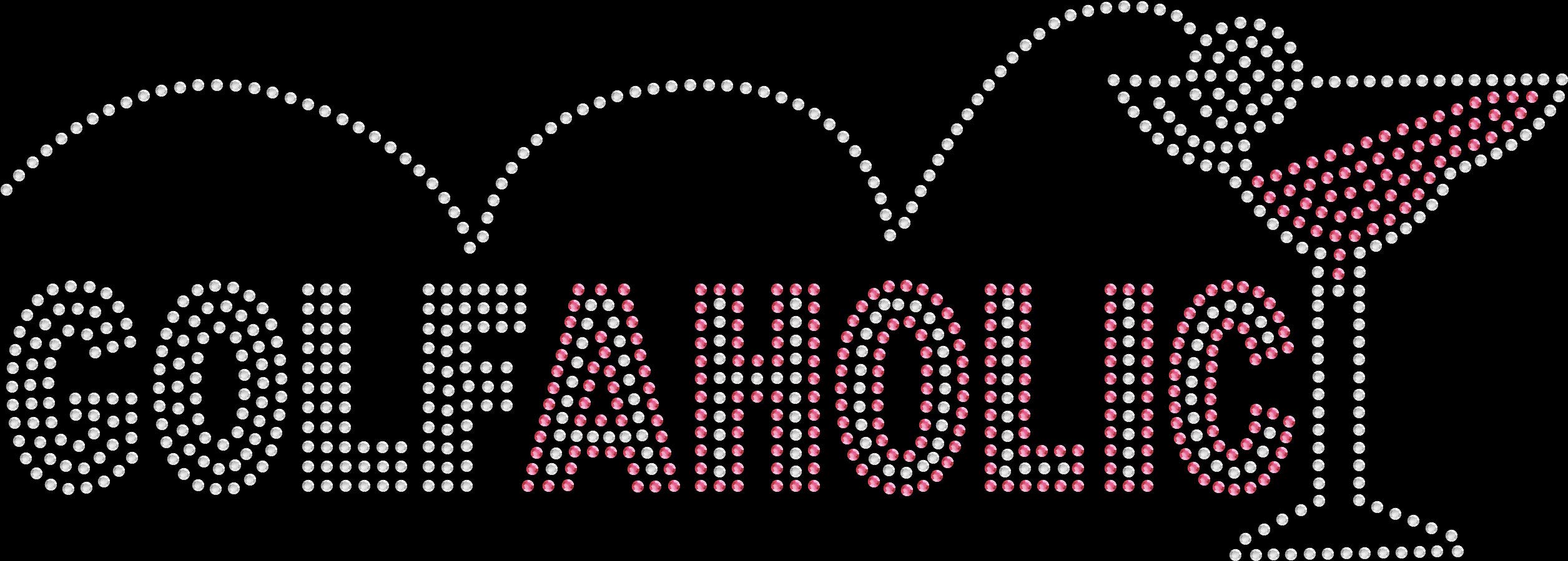 Rhinestone Bling Sparkle Iron On Transfer for DIY Crafts - Golfaholic Martini Glass Design - Perfect for T-Shirts, Hats, Bags & Home Decor