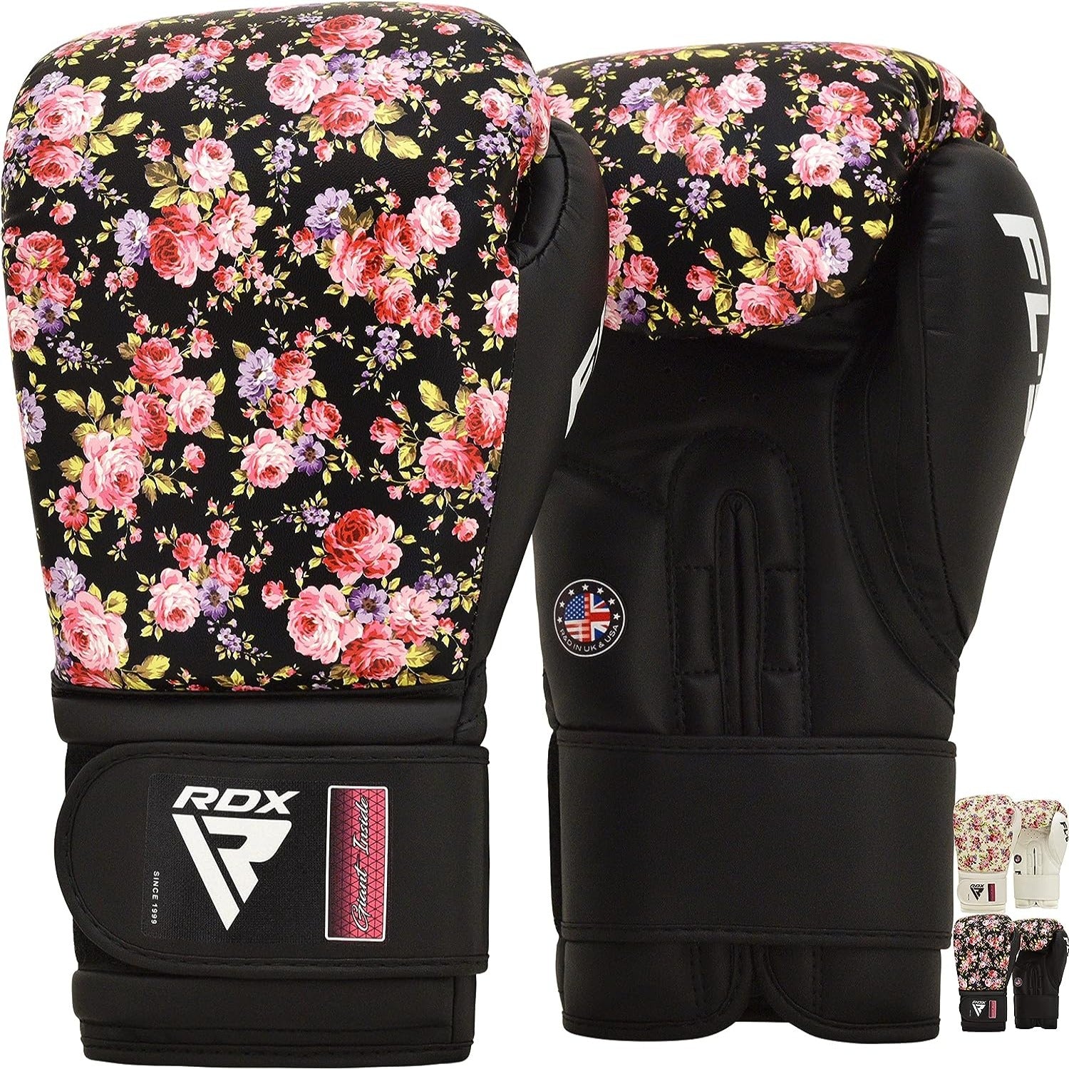 RDX FL5 Women's Floral Boxing Gloves - Premium Training Gloves for Women, Muay Thai, Kickboxing & MMA - Ideal for Gym Workouts, Sparring & Fitness Training