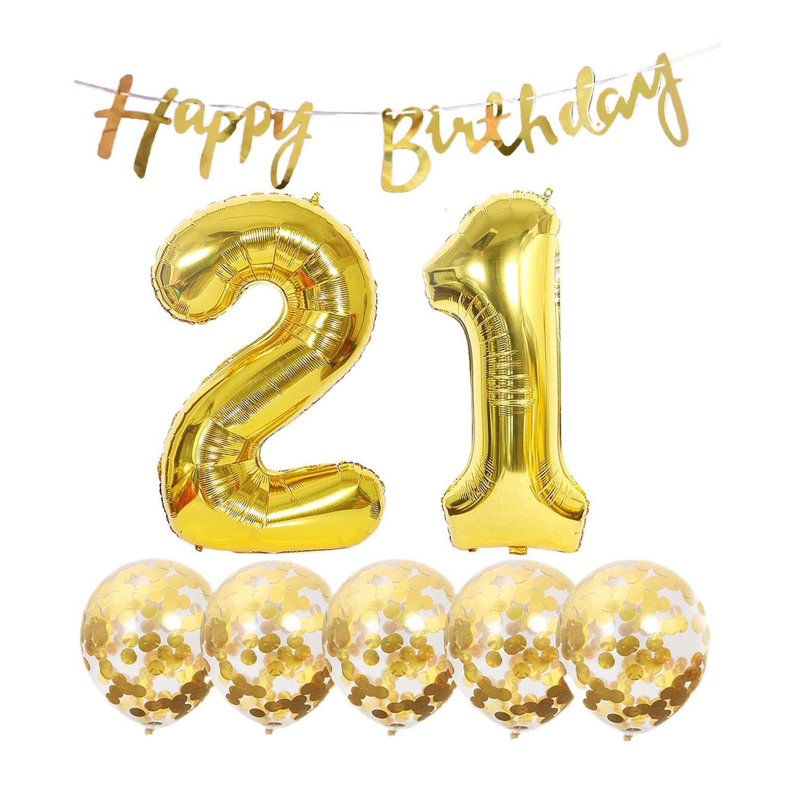 21st Birthday Party Decorations - Happy Birthday Banner, Helium Balloons, Gold Foil & Latex Balloons for 21 Years Old Celebration | Perfect for Milestone Birthday Parties, Adult Celebrations & Photo Backdrops