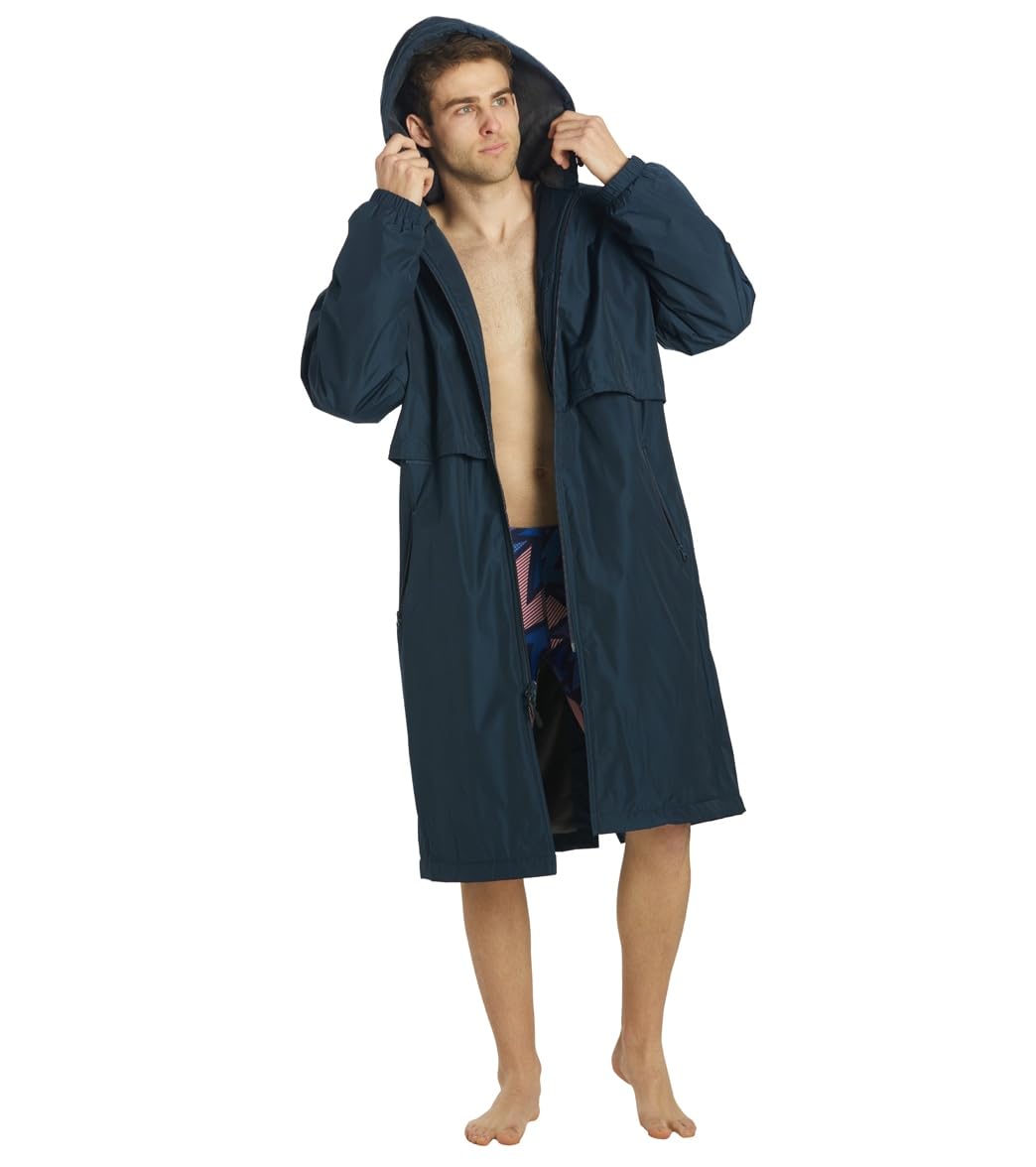 Sporti Unisex Water Resistant Swim Parka with Plush Fleece Lining - Multi Pocket Zipper Swim Coat for Women & Men - Perfect for Swimming, Beach, Poolside & Water Sports