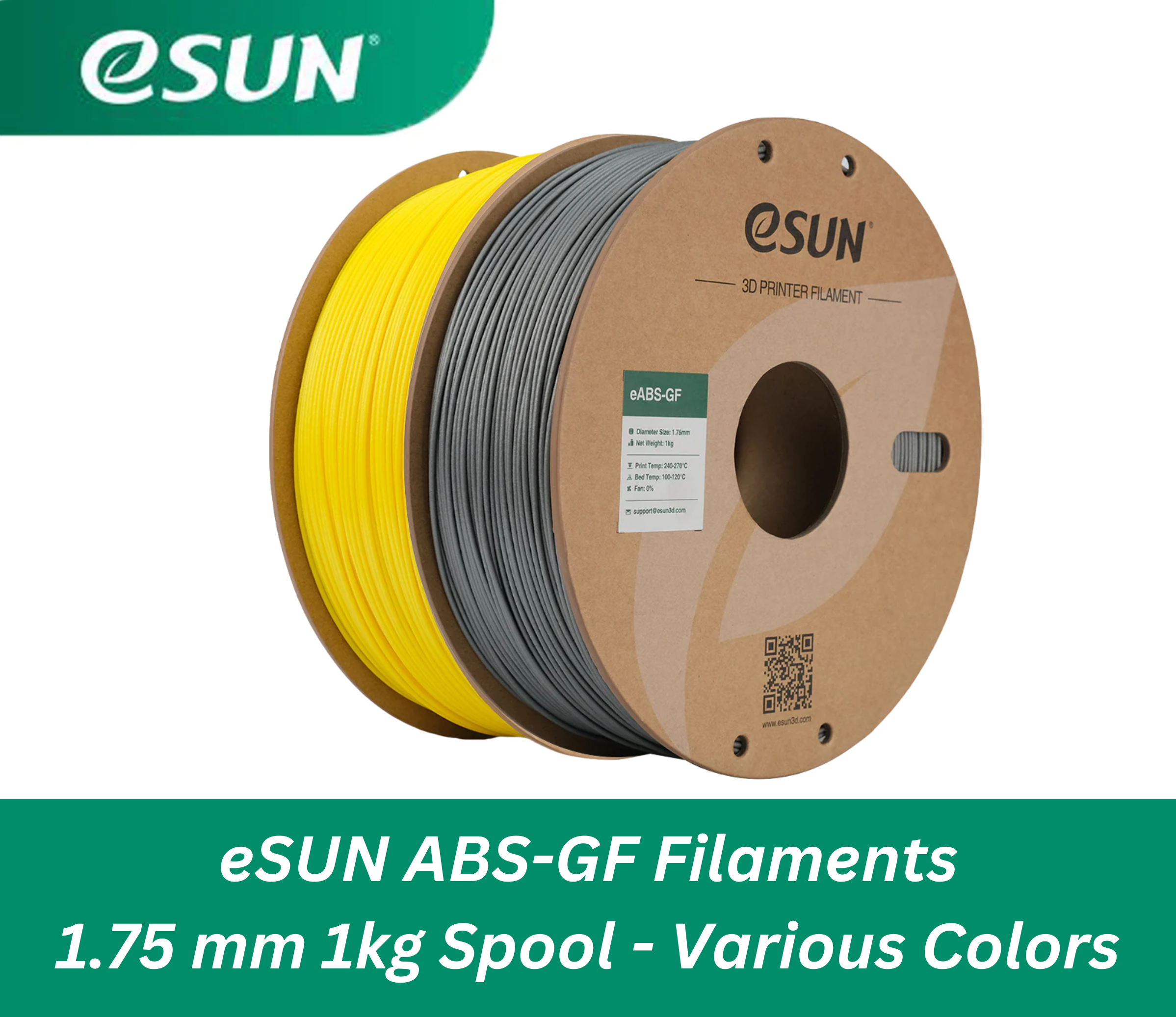 Premium eSUN ABS GF 3D Printer Filament 1.75mm 1kg Spool - High Strength, Heat Resistant, Various Colors for DIY, Prototyping & Home Projects