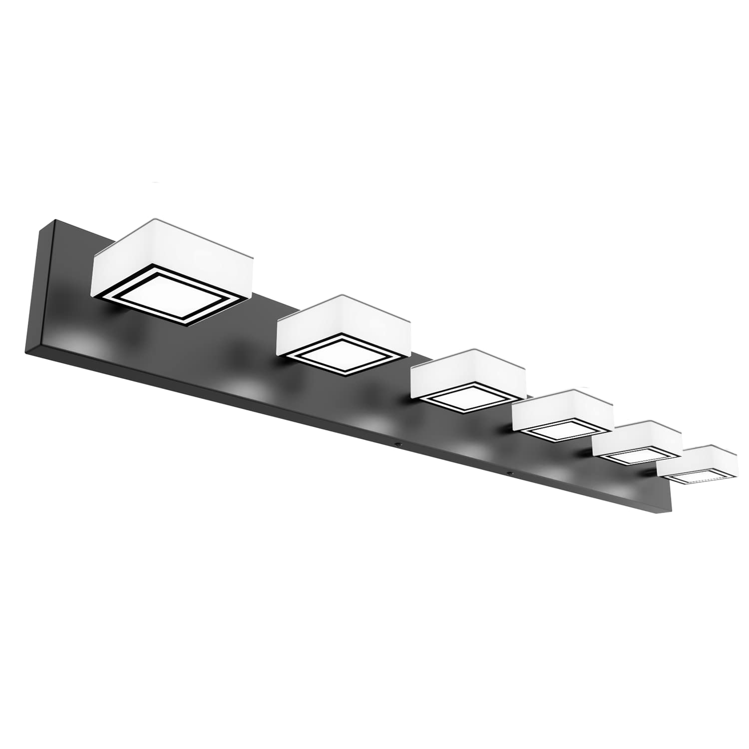 6-Light Black Modern LED Vanity Lighting Fixture - 360° Rotatable Acrylic Bathroom Wall Sconce with Adjustable Brightness for Makeup Mirror, Bedroom & Living Room Lighting | Perfect for Dressing Table, Bathroom Vanity & Home Decor