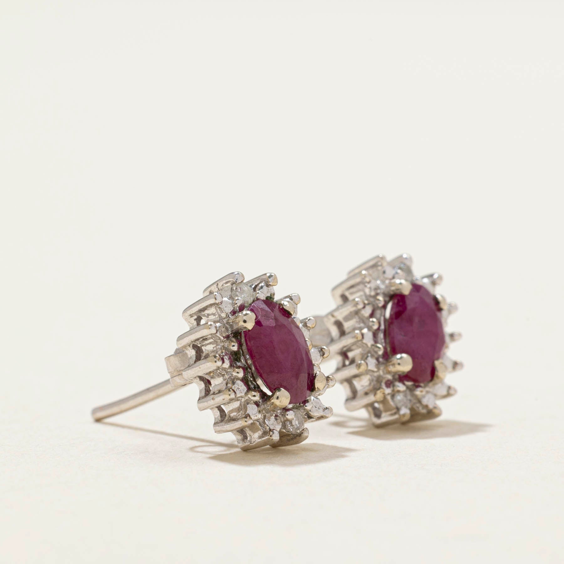 Ruby & Diamond Petal Stud Earrings | 0.80ctw Ruby & 0.02ctw Diamond | Elegant Floral Jewelry for Women | Perfect for Weddings, Anniversaries & Special Occasions