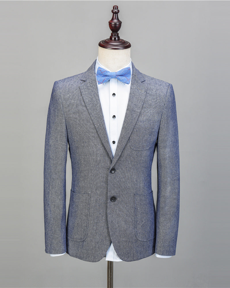 Premium Grey Linen Men's Suit 2-Piece Set (Jacket & Pants) - Breathable Summer Wedding Tuxedo for Groomsmen & Formal Occasions | CB8514