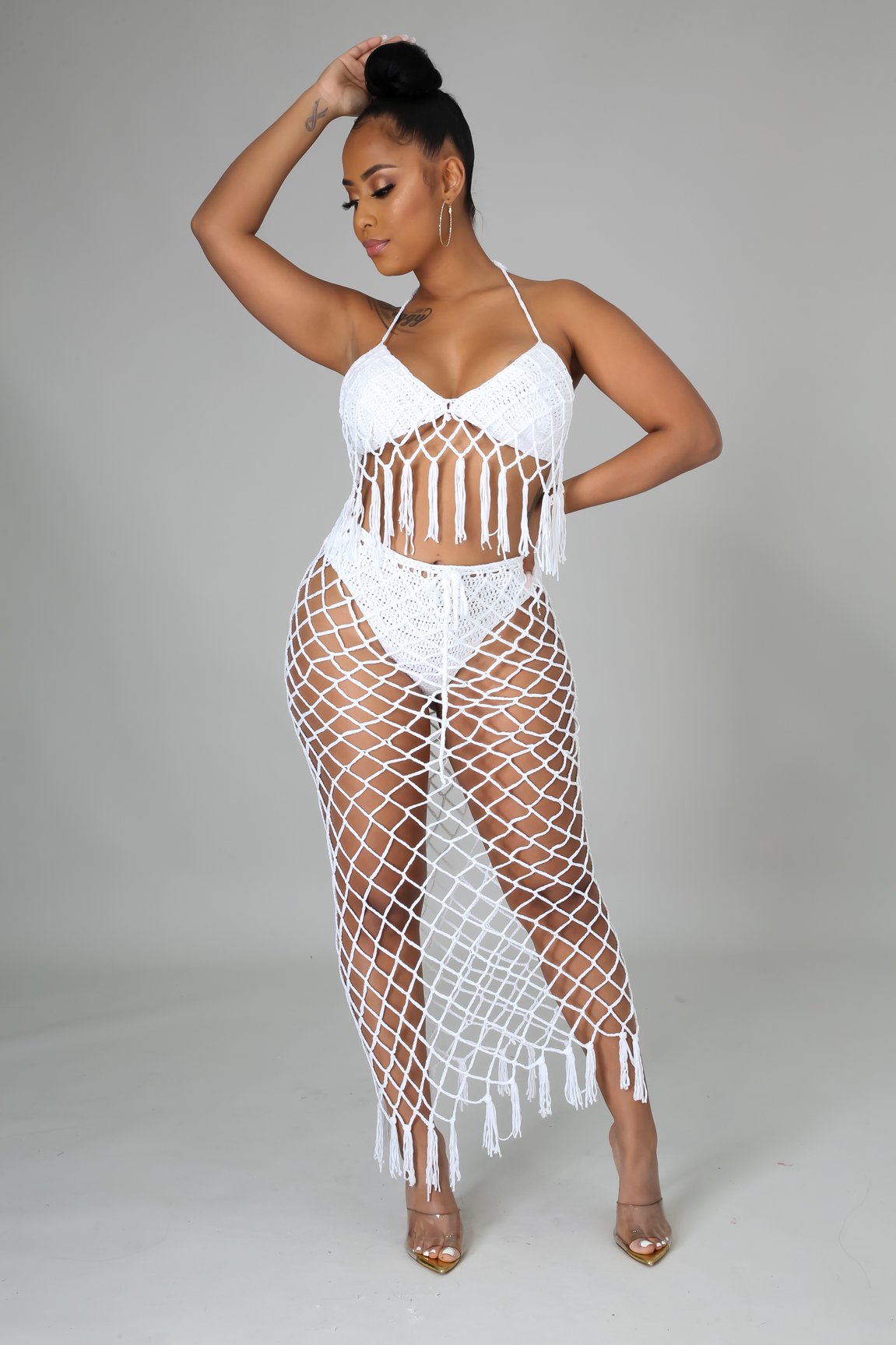 Seaside 2 Piece Swimwear Set - Women's White Bikini Top & Bottom for Beach Vacation & Pool Party