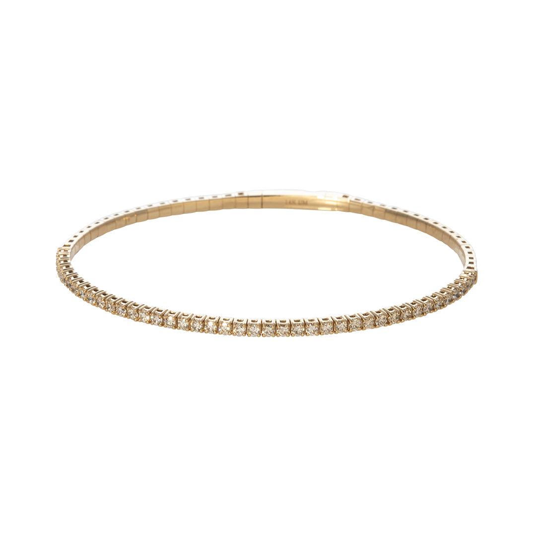 1ctw Diamond Tennis Bracelet 14K Yellow Gold Flexible Bangle for Women - Perfect for Weddings, Anniversaries & Special Occasions