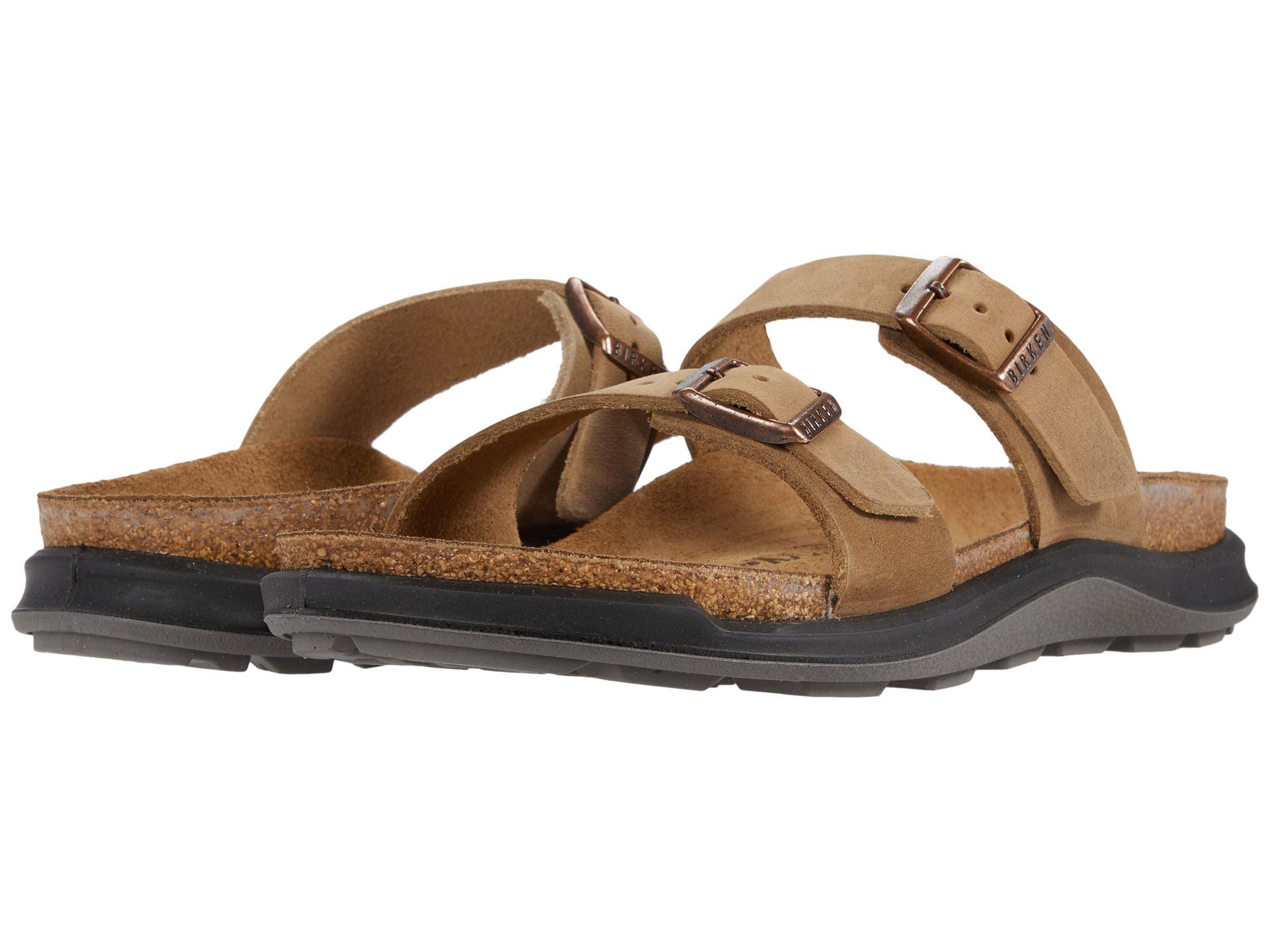 Birkenstock Sierra CT Double Banded Waxy Leather Slippers for Men & Women - Cork Footbed & EVA Outsole - Comfortable House Shoes for Relaxing at Home, Lounging, or Travel