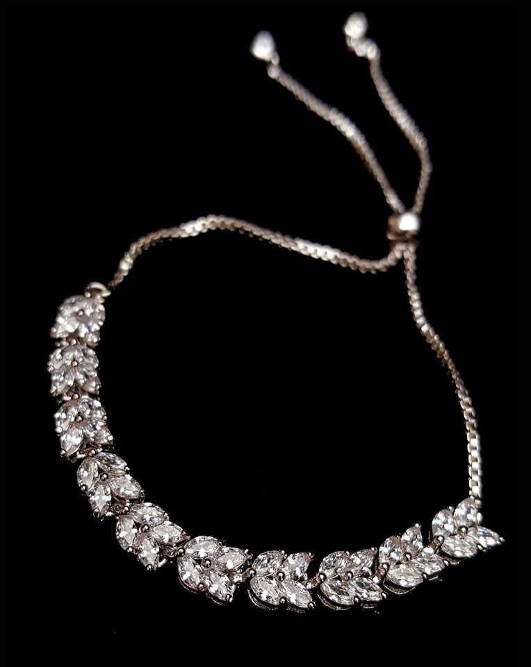 Exquisite Marquise Crystal Adjustable Bridal Wedding Bracelet – New Arrival | Perfect for Bridal Showers, Weddings & Special Occasions | Exclusive at Kezani
