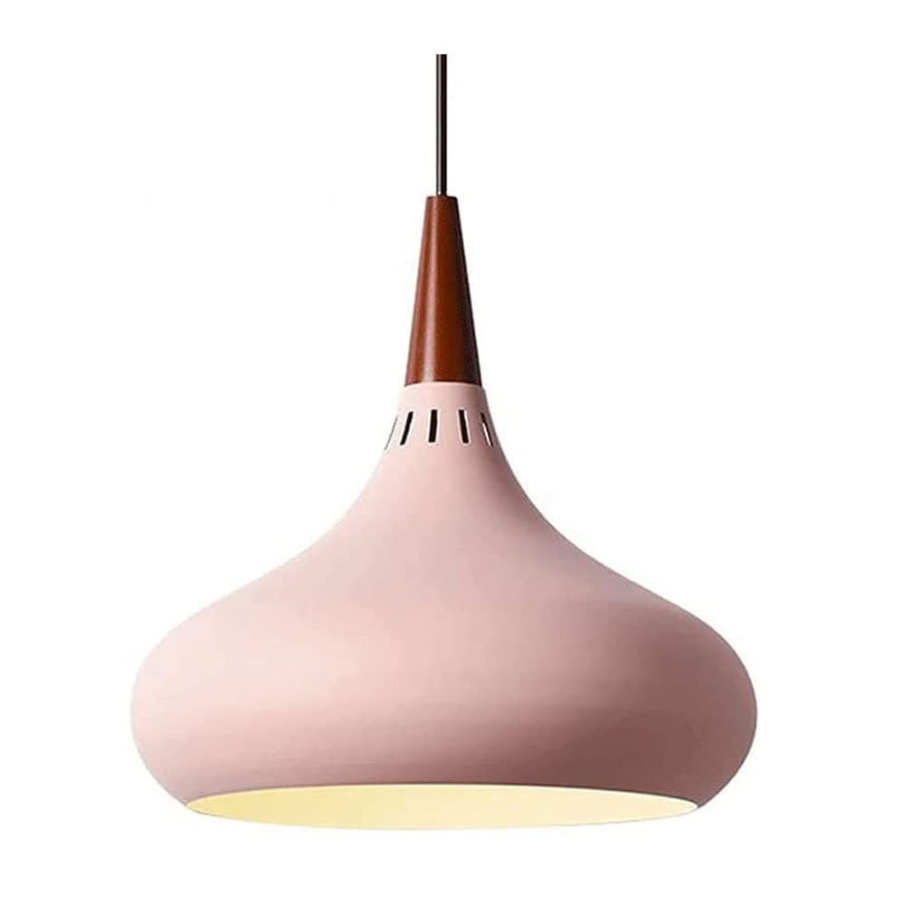 Modern Simple LED Chandelier - Wrought Iron Metal Pendant Light with Lampshade, 36cm Pink Ceiling Lighting Fixture for Living Room, Bedroom, Dining Room & Indoor Spaces | Dimmable Hanging Lamp for Home Decor