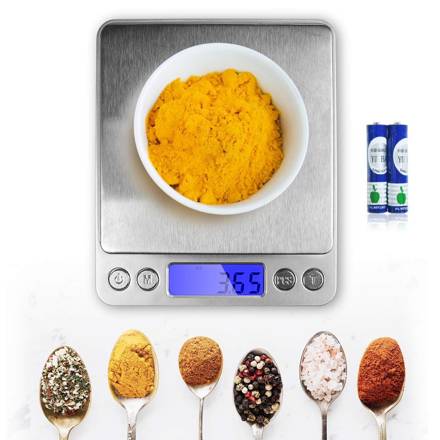 PARTYSAVING Smart Digital Multifunction Stainless Steel Jewelry & Kitchen Food Scale - 500g/0.01oz Precision, LCD Display, Tare Function - Perfect for Baking, Cooking, Jewelry Weighing & Postal Shipping (Model APL1358)