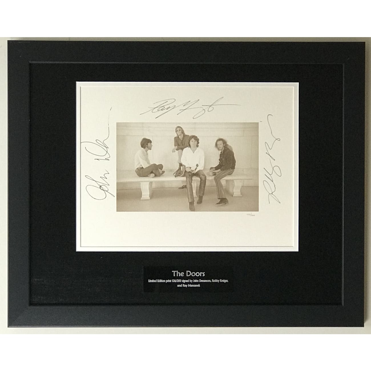 The Doors Limited Edition Signed Lithograph - Densmore, Manzarek & Krieger Autographed with BAS Certificate of Authenticity | Perfect for Music Memorabilia Collectors & Rock Band Wall Art Decor