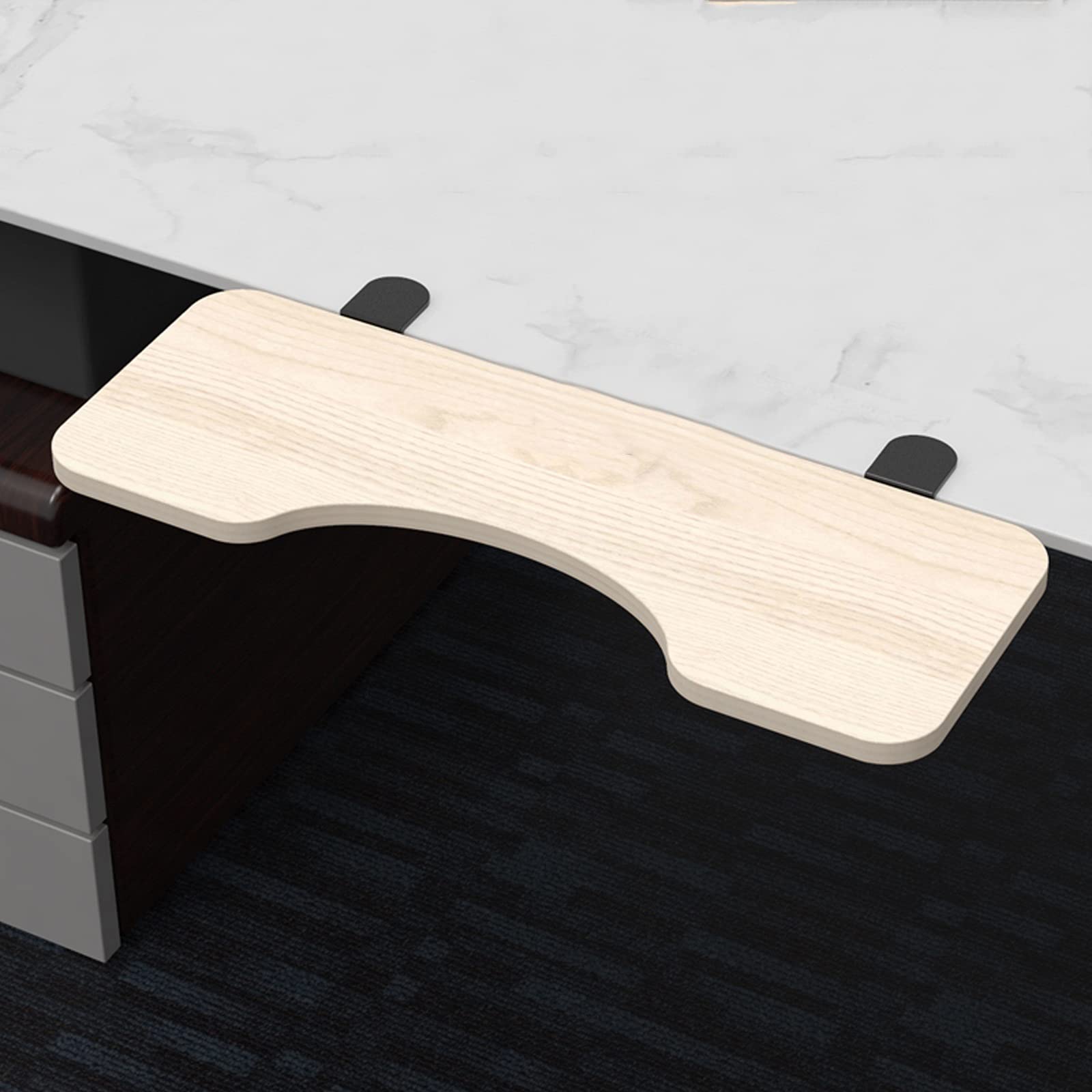 Ergonomic JTGPFC Clamp-On Keyboard Tray - Adjustable Desk Extender with Armrest Shelf, No Drill Installation, Heavy Duty 30x9 Inch (Maple) for Home Office & Gaming Setup