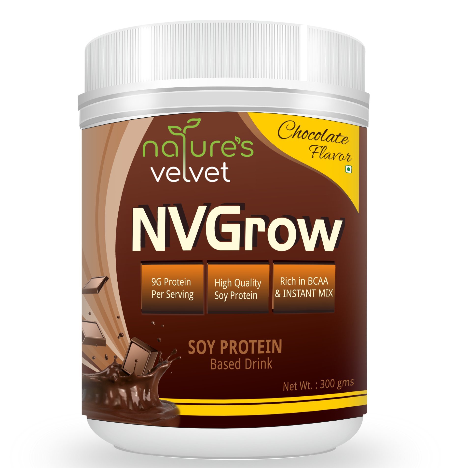 Natures Velvet NV Grow Soy Protein Drink - 300g Chocolate Flavor | Plant-Based Protein Powder for Muscle Recovery, Weight Loss & Healthy Lifestyle | Perfect for Post-Workout, Breakfast Smoothies & Meal Replacement