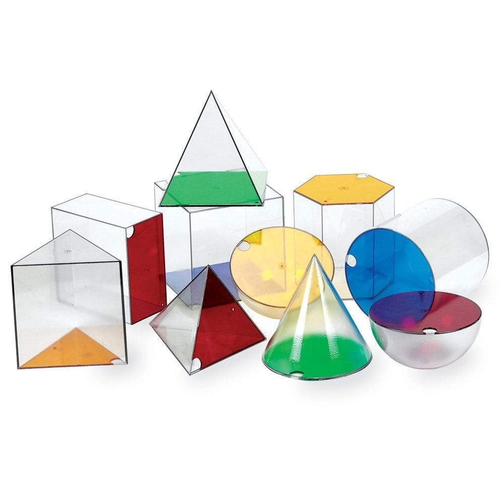 Giant GeoSolids® 3D Geometry Shapes Set - 10-Piece Math Learning Tools for Classroom & Homeschool - Perfect for Teaching Volume, Surface Area & Spatial Reasoning
