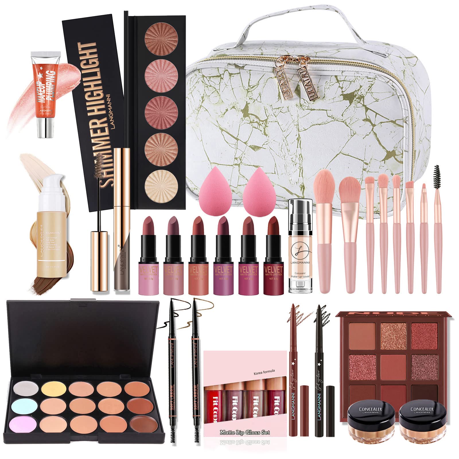 FantasyDay Complete Makeup Kit - Christmas Makeup Gift Set with Eyeshadow, Lipstick, Brushes, Contour Stick, Concealer, Mascara, Blush, Powder | Perfect for Holiday Gifting, Birthday Presents & Professional Makeup Artists