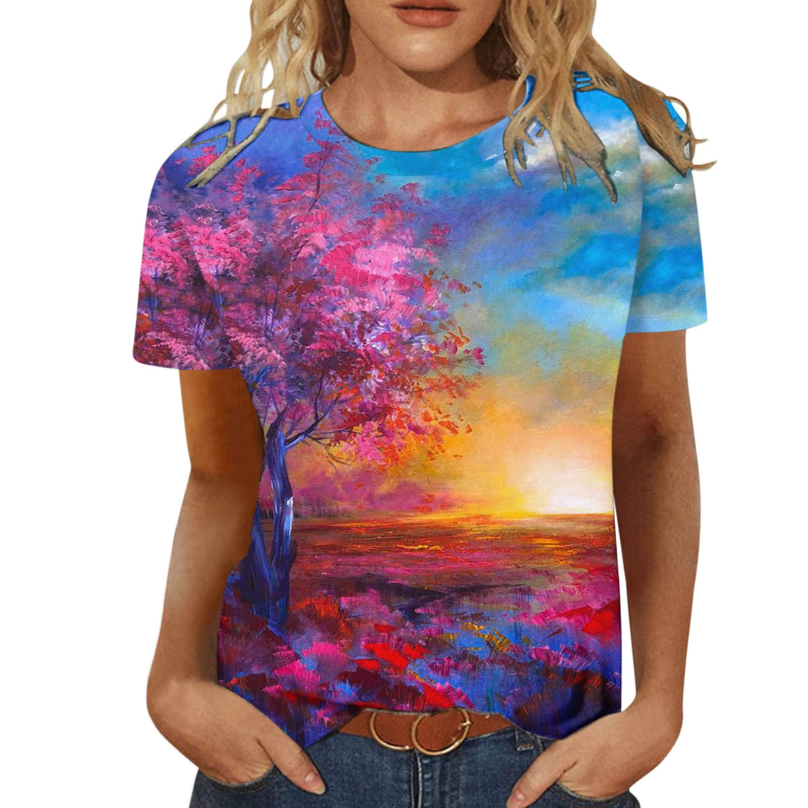 Stylish Women's Casual Short Sleeve Tops - Summer Loose Fit Funny Graphic Tee Shirts for Dressy & Everyday Wear | Perfect for Office, Weekend Outings & Vacation