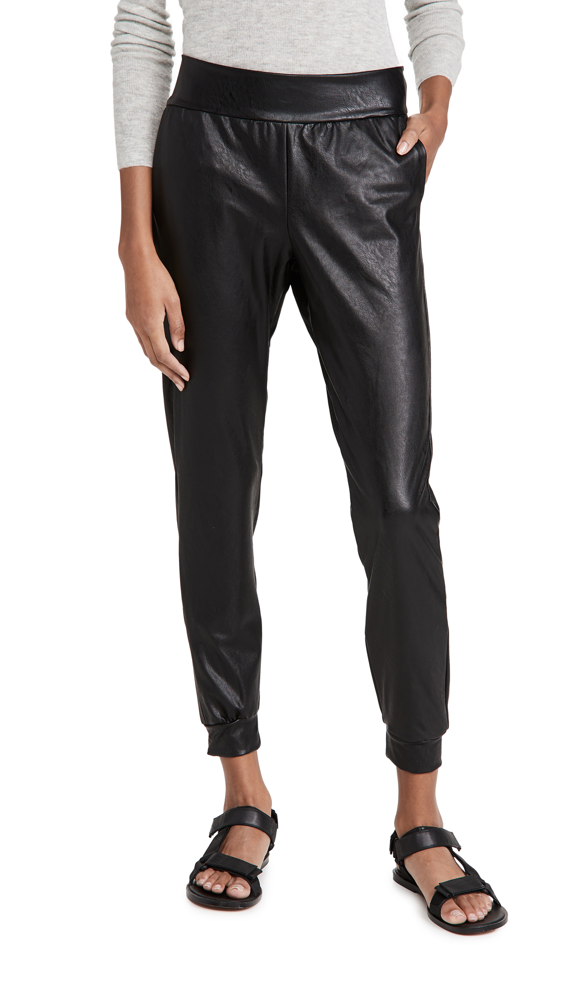 Commando Women's Faux Leather Joggers - Stylish High Waisted Yoga Pants for Workout, Lounge & Streetwear Fashion