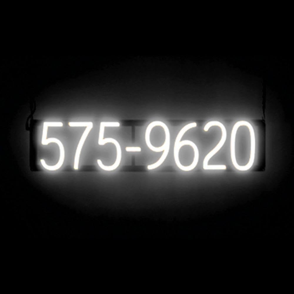 SpellBrite 7 Digit LED Business Phone Number Sign - 28.3x6.3 Inch White Neon-Look Light Up Display for Storefronts, Restaurants & Retail Stores