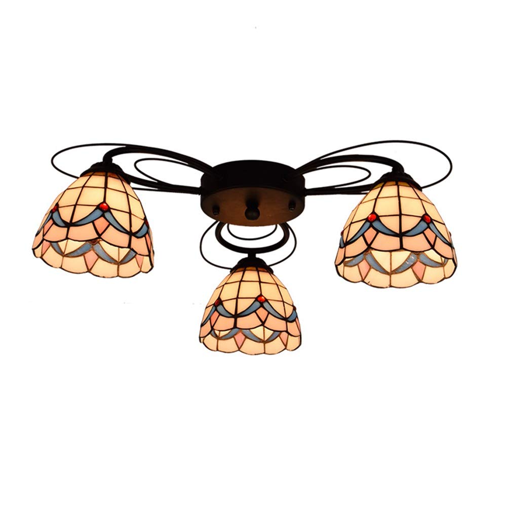 KXA 3-Light Multi-Head Ceiling Lamp with Magnolia Painted Glass Shade - Modern Lighting Fixture for Living Room, Dining Room & Bedroom - Perfect for Ambient Lighting and Home Decor