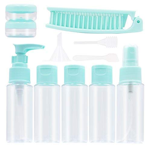 12 Pack TSA Approved Travel Size Toiletries Bottles Set - Leakproof Flip Cap Spray & Lotion Containers for Shampoo, Conditioner & Cosmetics | Portable Rigid Plastic Travel Accessories for Vacation, Gym & Airplane Carry-On