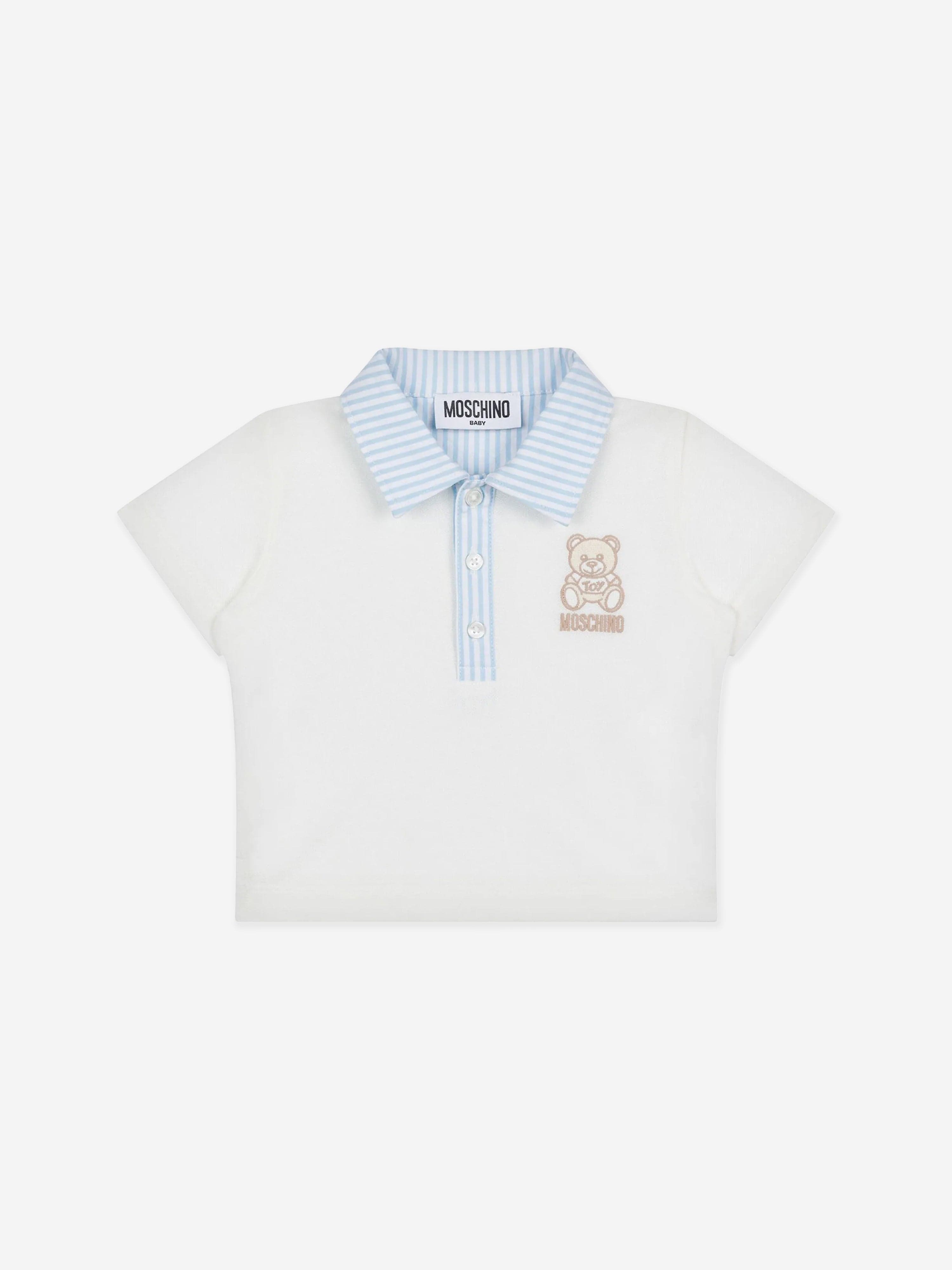 Baby Boys Ivory Teddy Bear Polo Shirt - Soft Cotton Short Sleeve Top for Toddlers | Perfect for Playdates, Birthday Parties & Family Photos