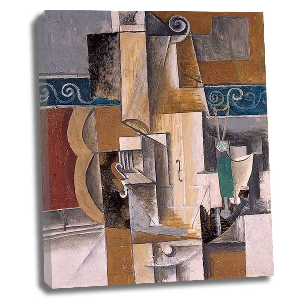 Pablo Picasso 'Guitar and Violin' Framed Canvas Wall Art Print - 28x33 Inch (70x84cm) Ready to Hang - Modern Home Decor for Living Room, Bedroom & Office - Perfect Gift for Art Lovers & Picasso Fans
