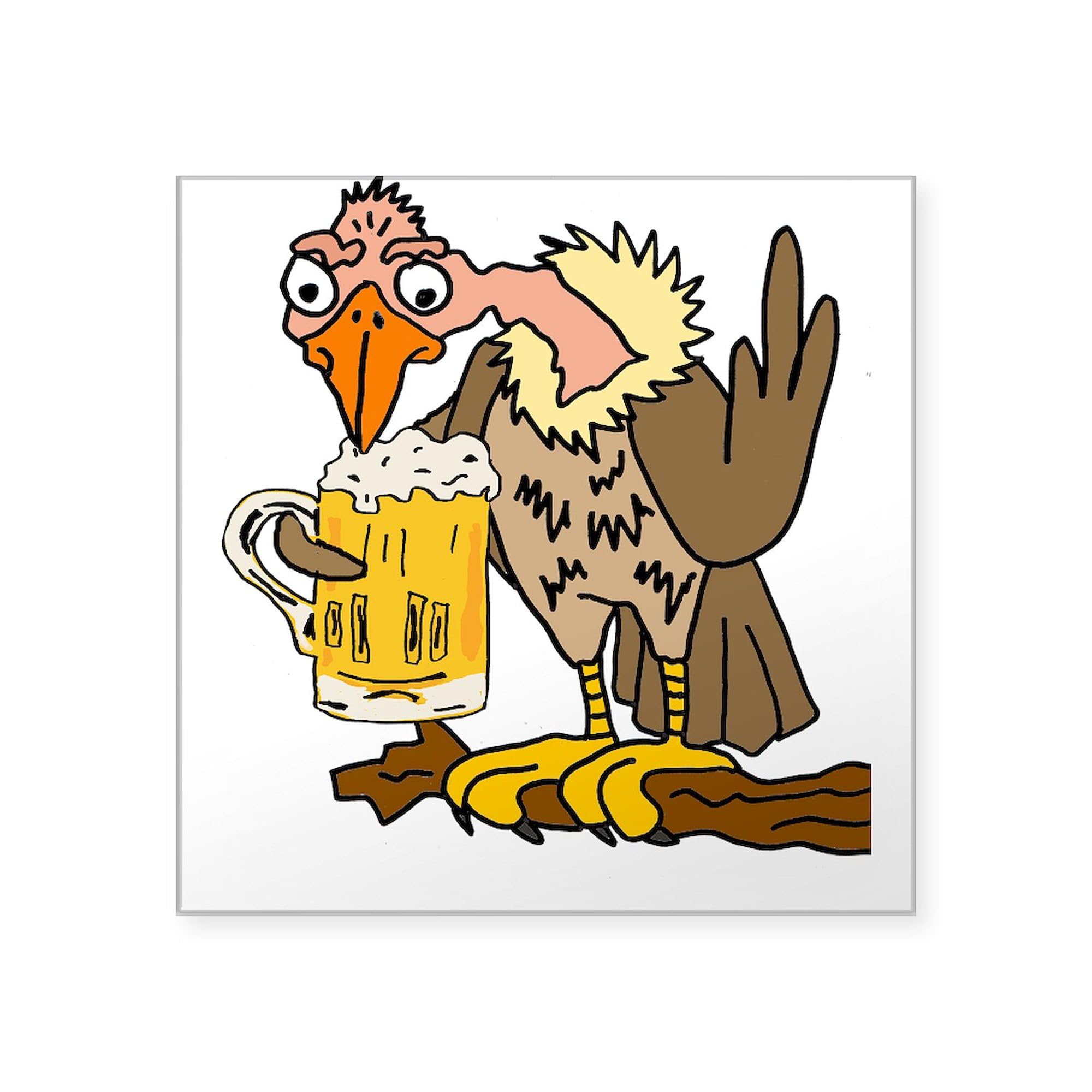 Buzzard Drinking Beer Sticker - Funny Car Decal & Bumper Sticker for Vehicles, Windows, Laptops - Perfect for Beer Lovers & Humor Fans